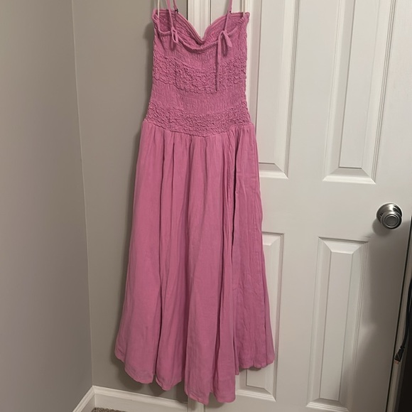 Free People Sparkling Drop-Waist Moment Midi Dress Pink M - Picture 7 of 10